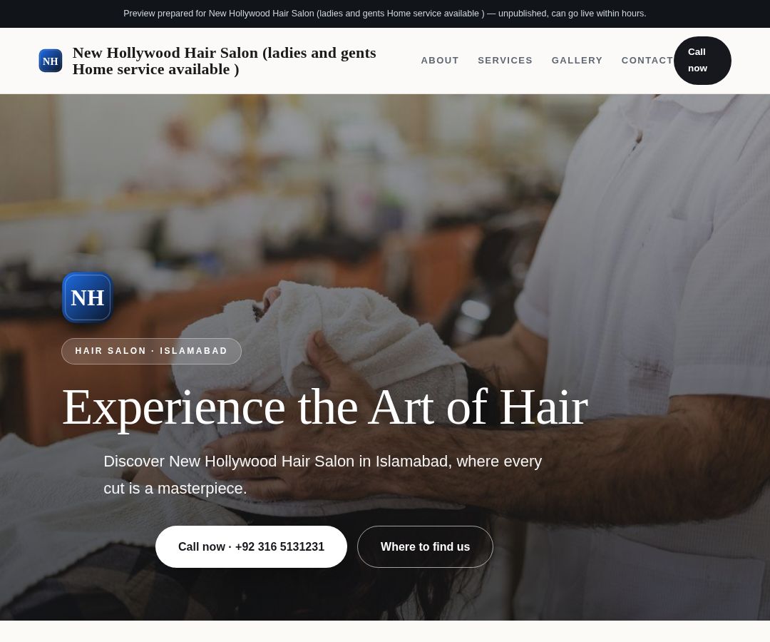New Hollywood Hair Salon (ladies and gents Home service available )
