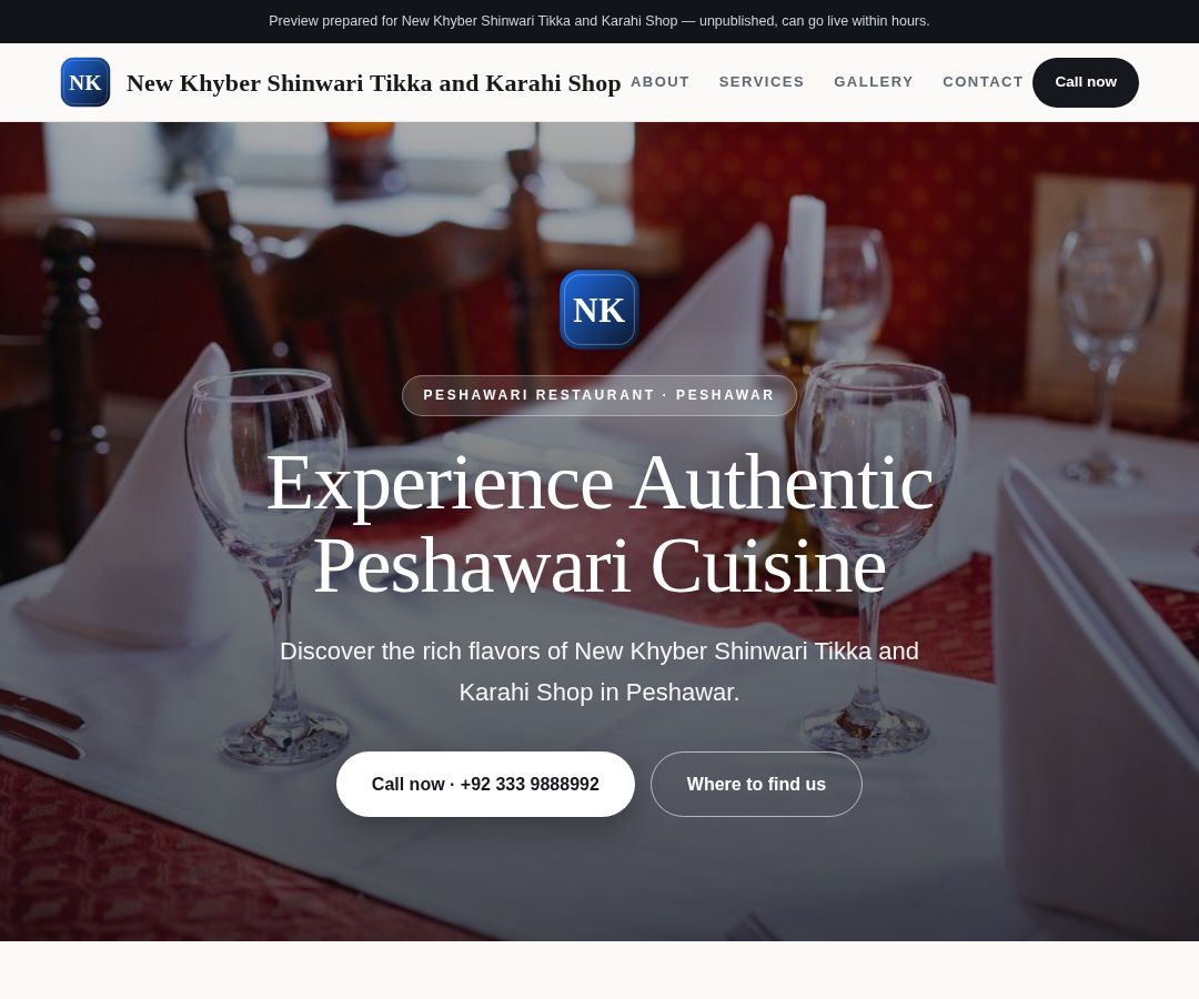 New Khyber Shinwari Tikka and Karahi Shop