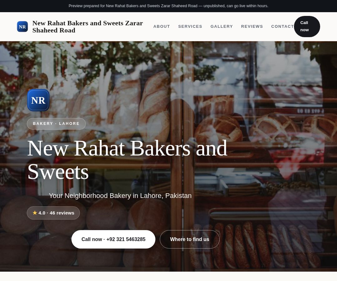 New Rahat Bakers and Sweets Zarar Shaheed Road