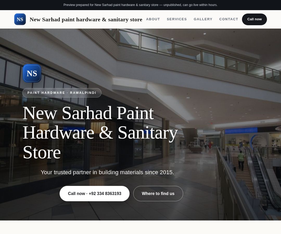 New Sarhad paint hardware & sanitary store