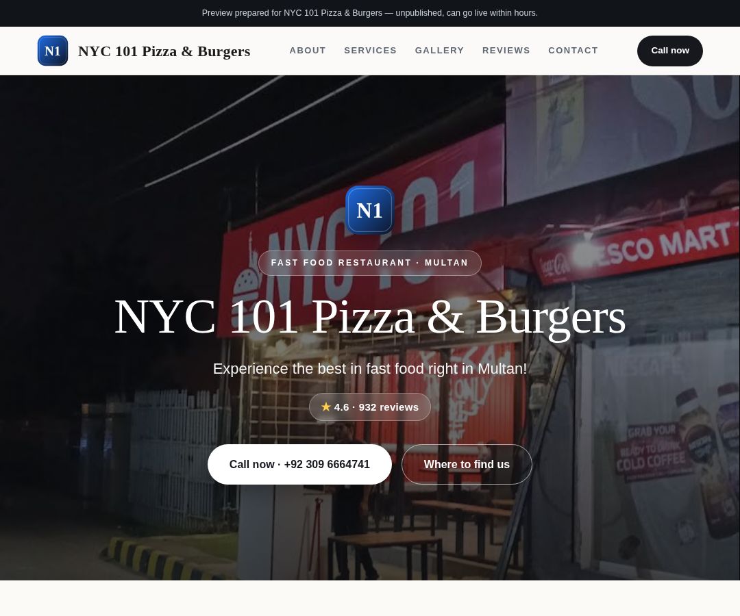 NYC 101 Pizza & Burgers