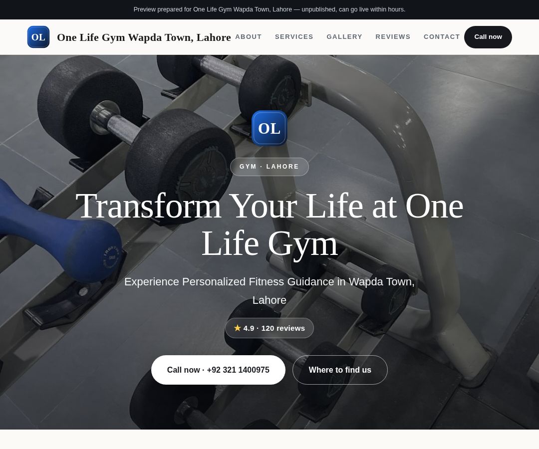 One Life Gym Wapda Town, Lahore
