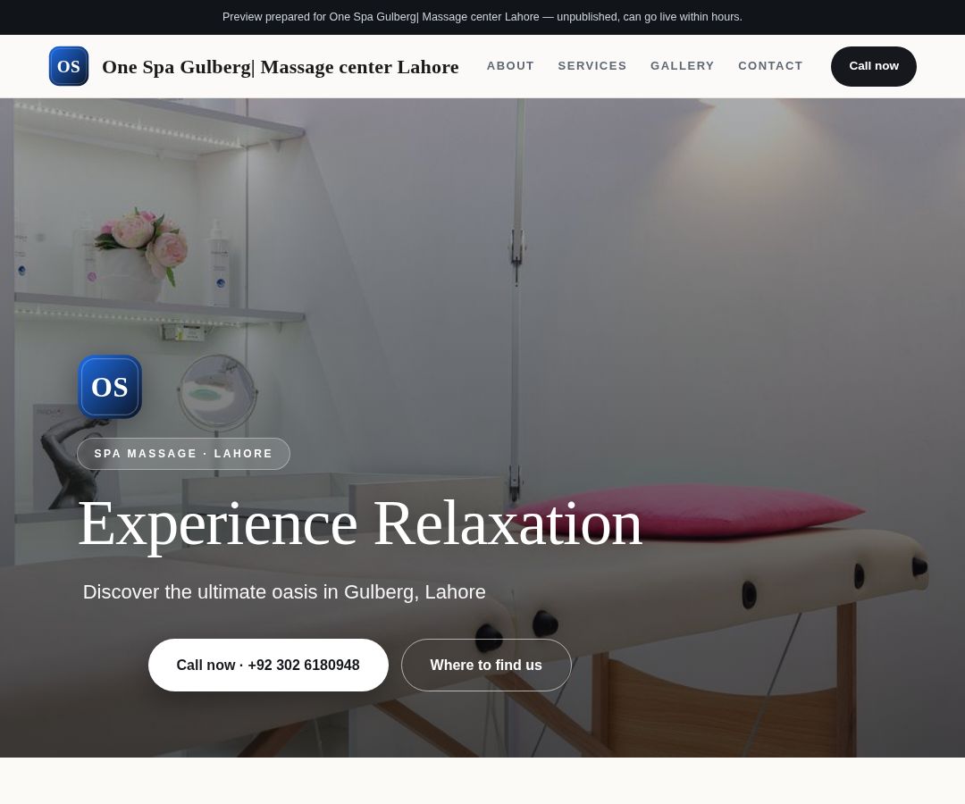 One Spa Gulberg| Massage center Lahore