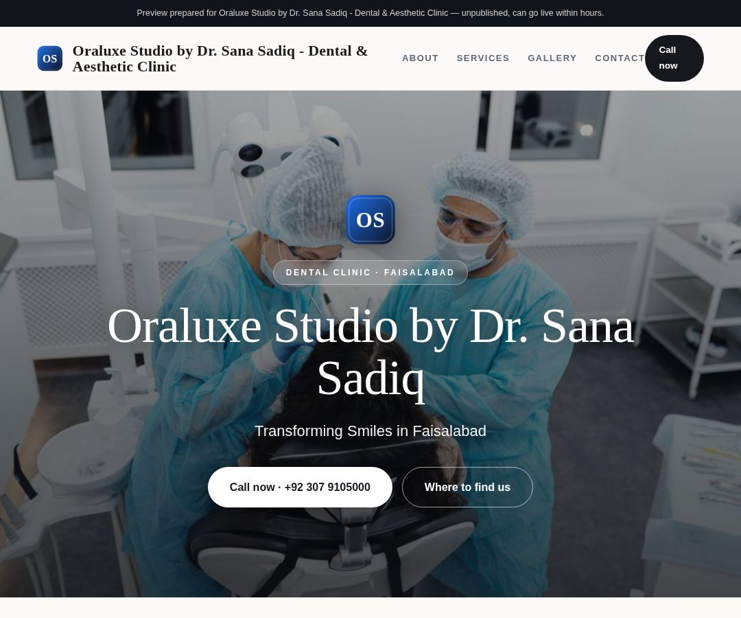 Oraluxe Studio by Dr. Sana Sadiq - Dental & Aesthetic Clinic