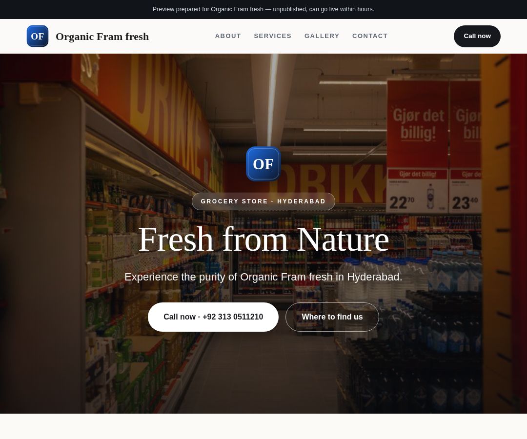 Organic Fram fresh