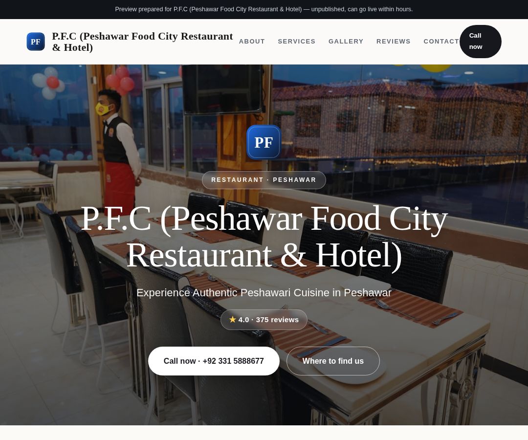 P.F.C (Peshawar Food City Restaurant & Hotel)