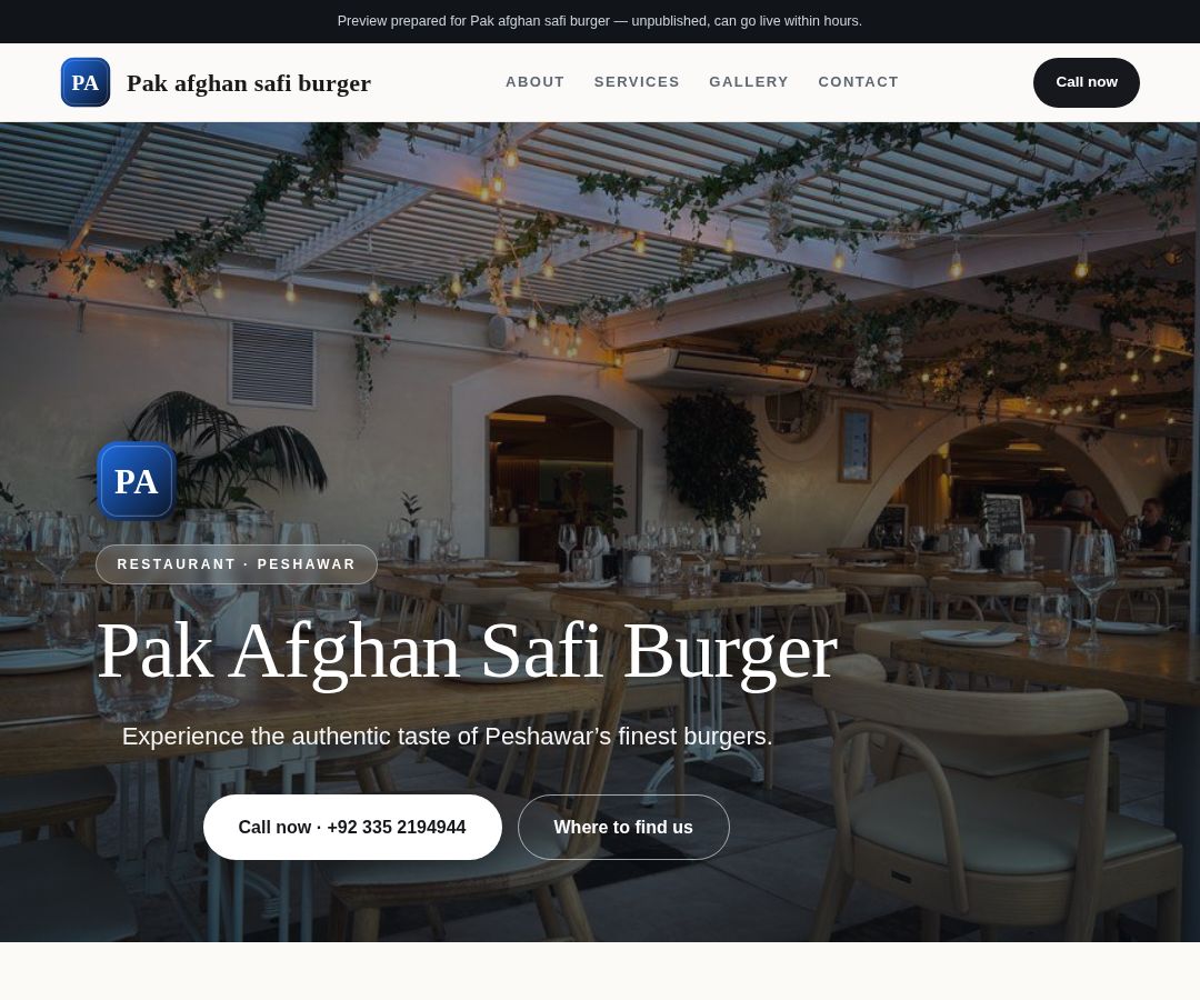 Pak afghan safi burger