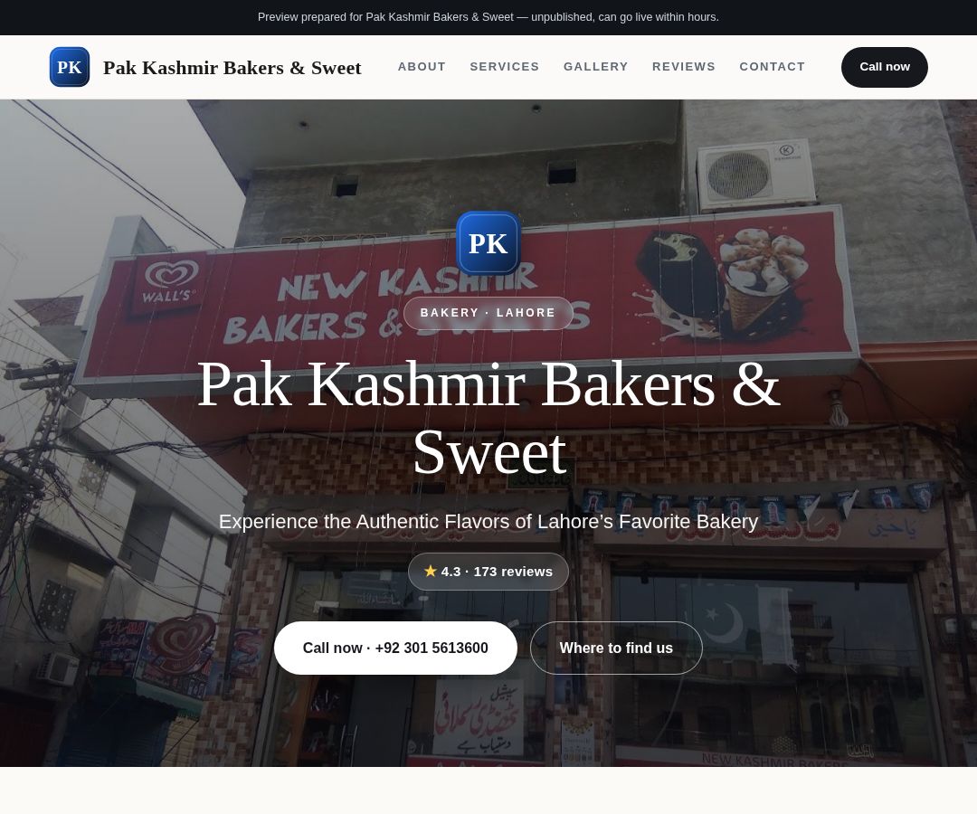 Pak Kashmir Bakers & Sweet