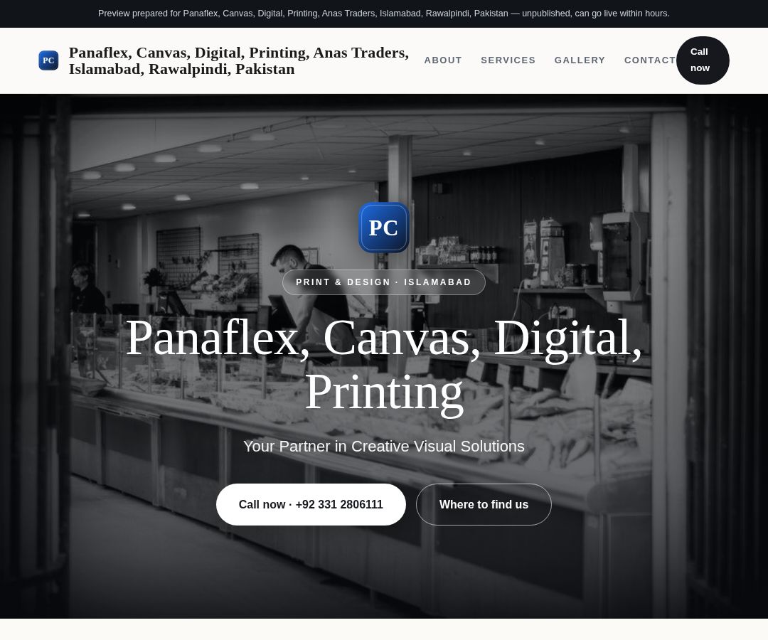Panaflex, Canvas, Digital, Printing, Anas Traders, Islamabad, Rawalpindi, Pakistan