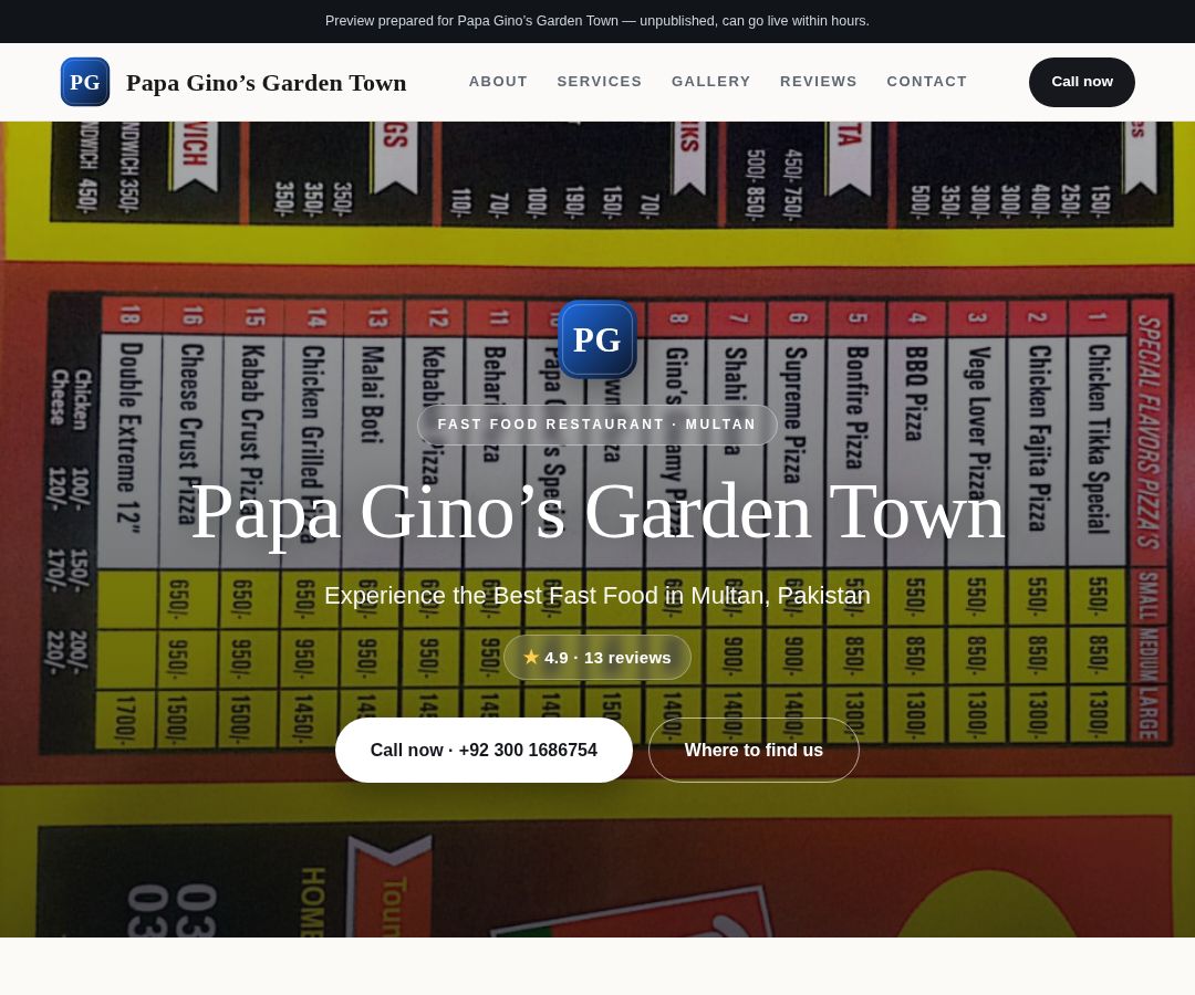Papa Gino’s Garden Town