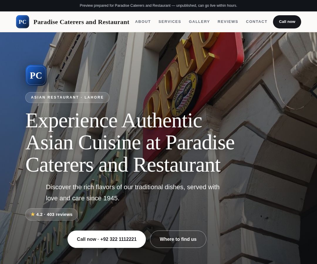 Paradise Caterers and Restaurant
