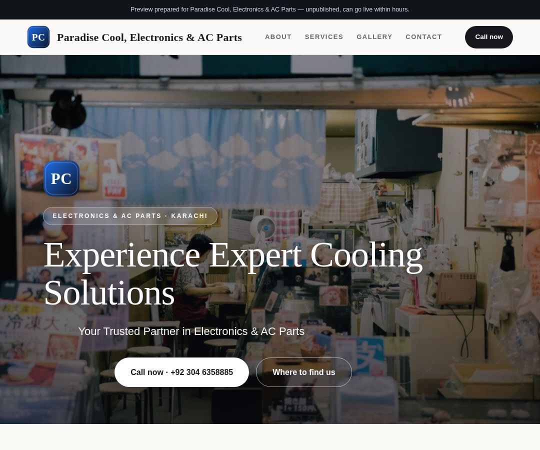 Paradise Cool, Electronics & AC Parts
