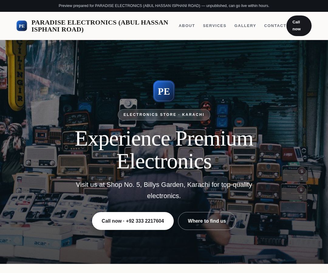 PARADISE ELECTRONICS (ABUL HASSAN ISPHANI ROAD)
