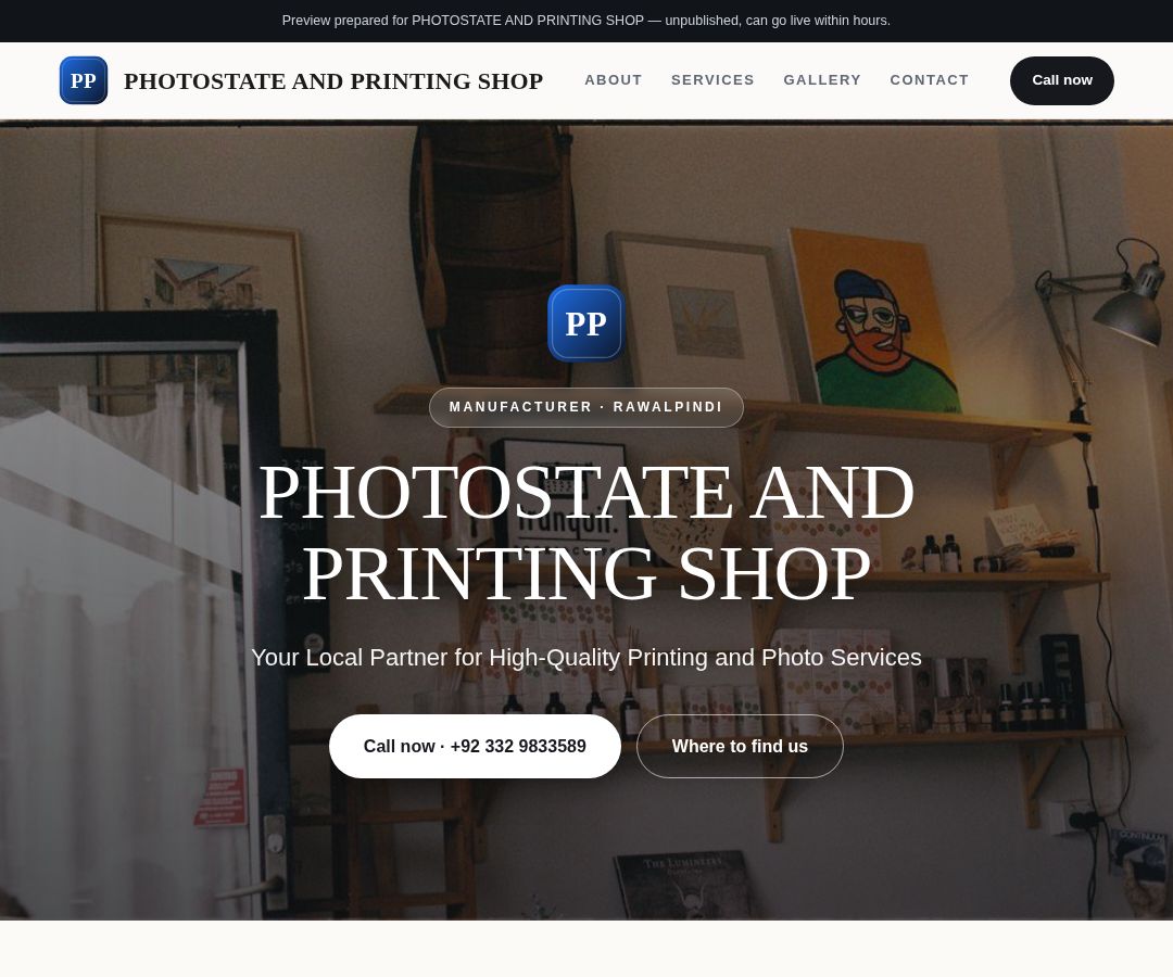 PHOTOSTATE AND PRINTING SHOP