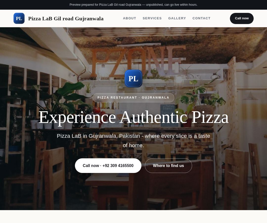Pizza LaB Gil road Gujranwala