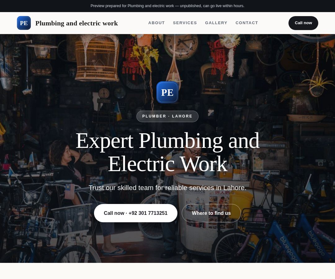 Plumbing and electric work