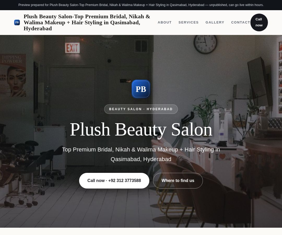 Plush Beauty Salon-Top Premium Bridal, Nikah & Walima Makeup + Hair Styling in Qasimabad, Hyderabad