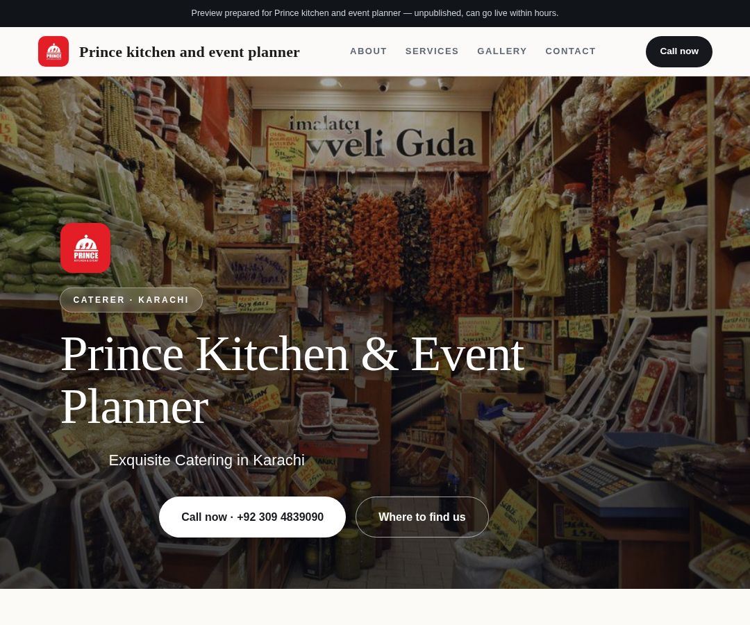 Prince kitchen and event planner