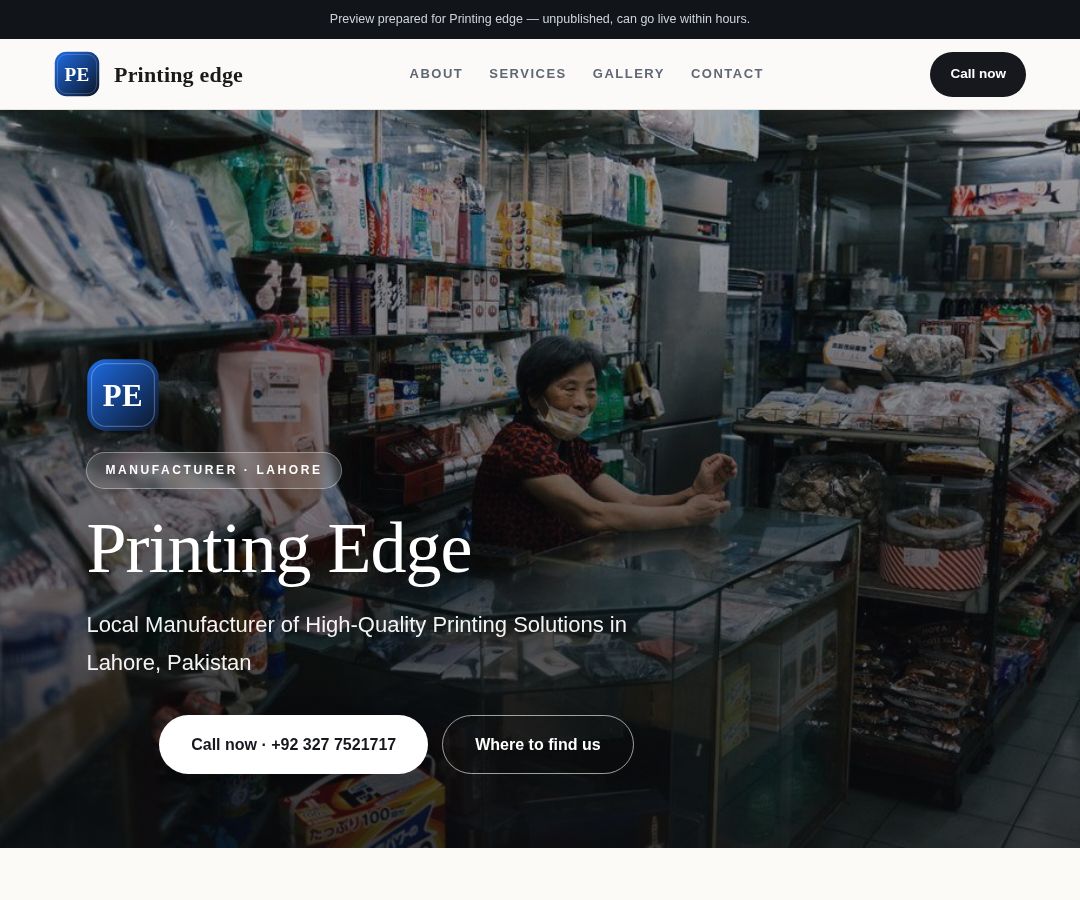 Printing edge