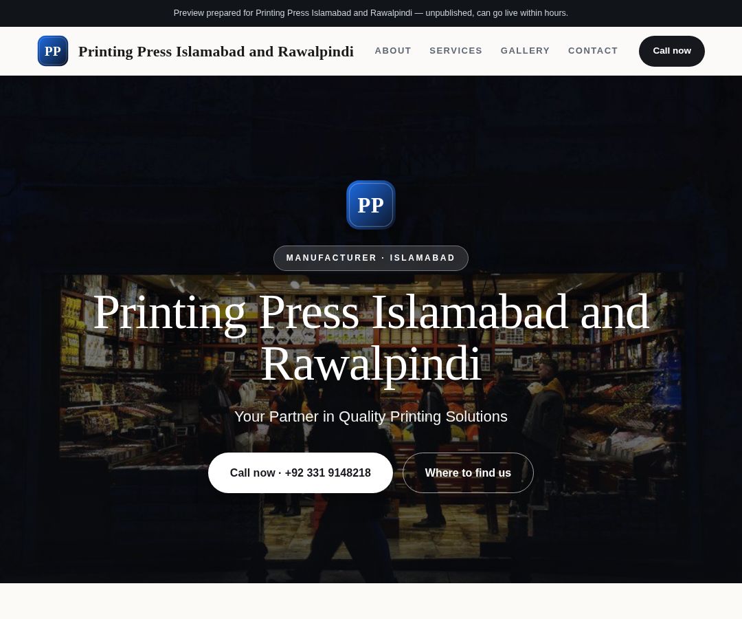 Printing Press Islamabad and Rawalpindi