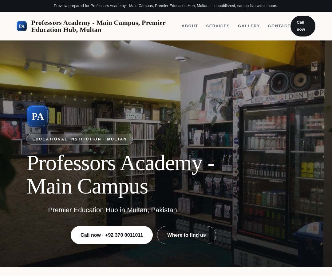 Professors Academy - Main Campus, Premier Education Hub, Multan
