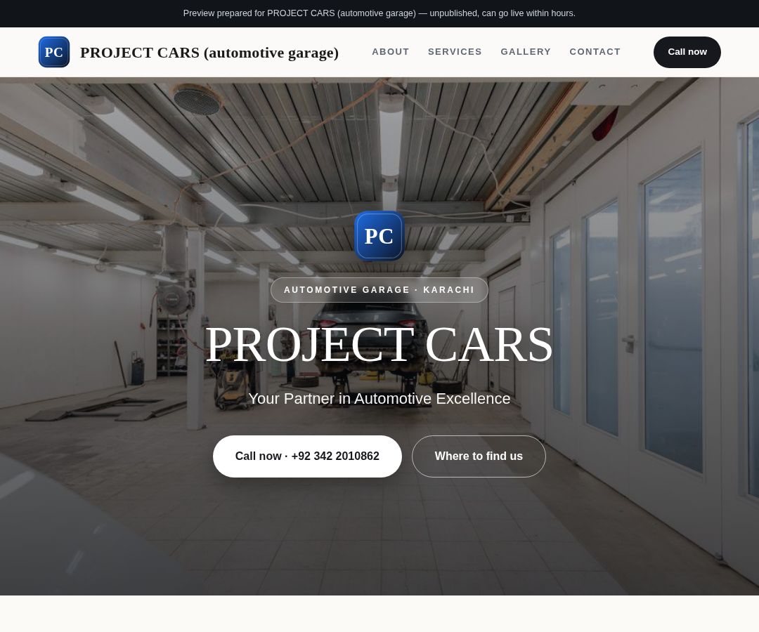 PROJECT CARS (automotive garage)