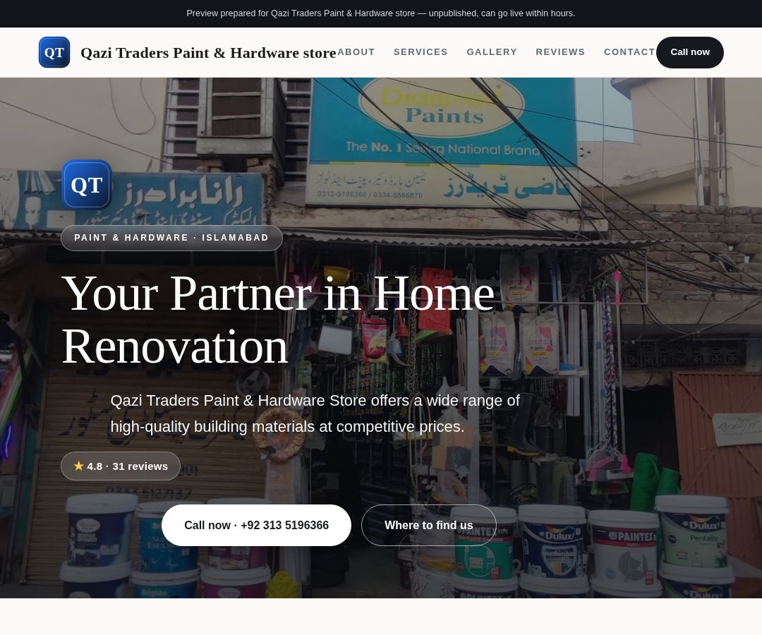 Qazi Traders Paint & Hardware store