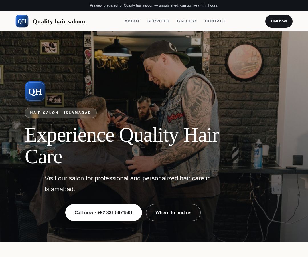 Quality hair saloon