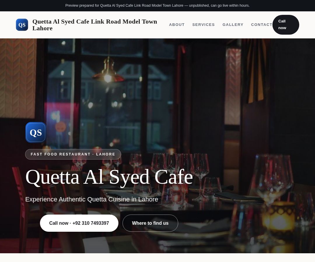 Quetta Al Syed Cafe Link Road Model Town Lahore