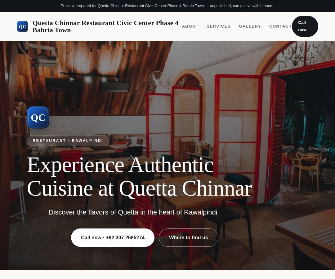 Quetta Chinnar Restaurant Civic Center Phase 4 Bahria Town