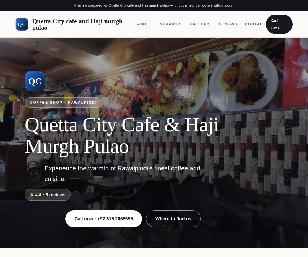 Quetta City cafe and Haji murgh pulao