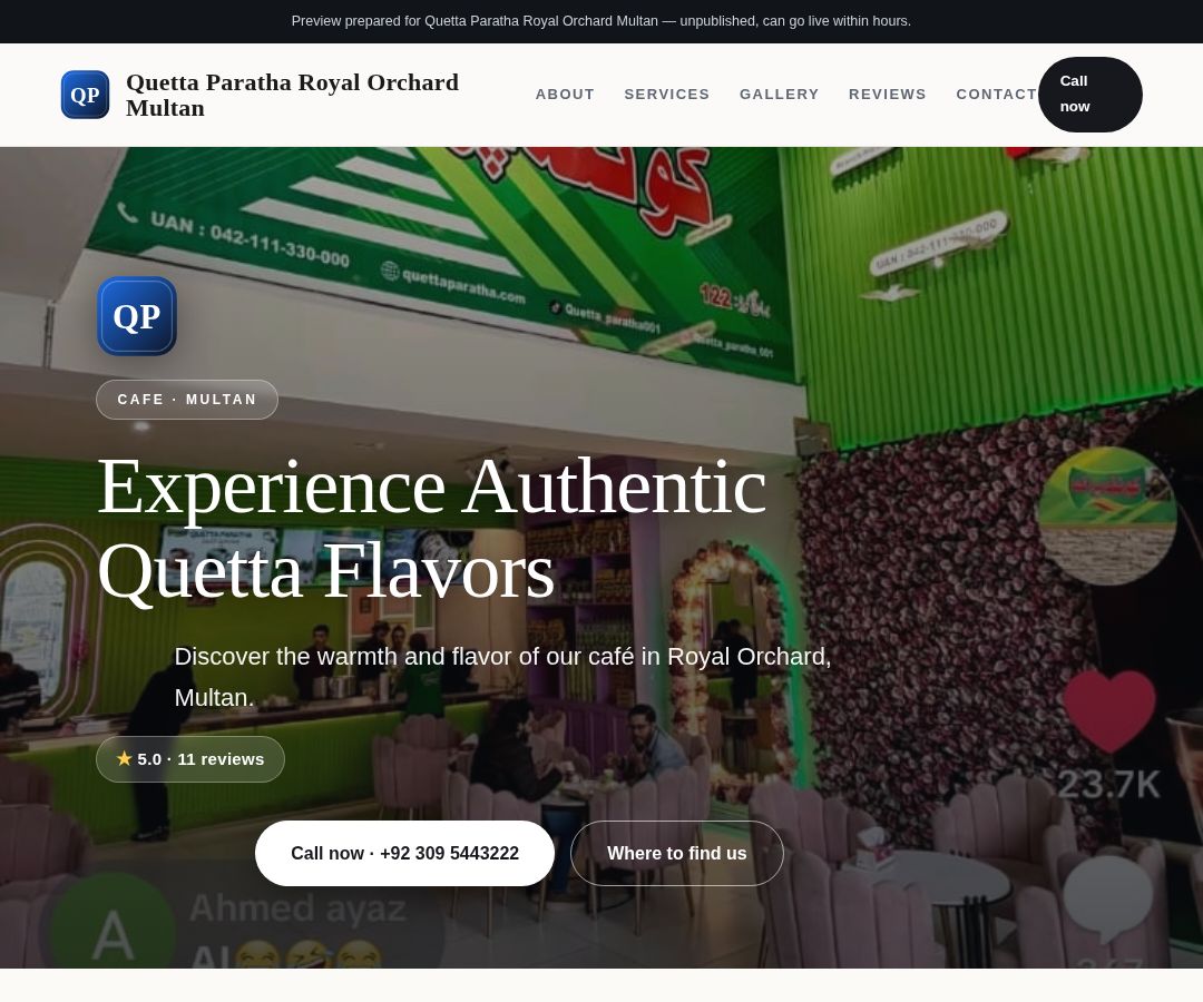 Quetta Paratha Royal Orchard Multan