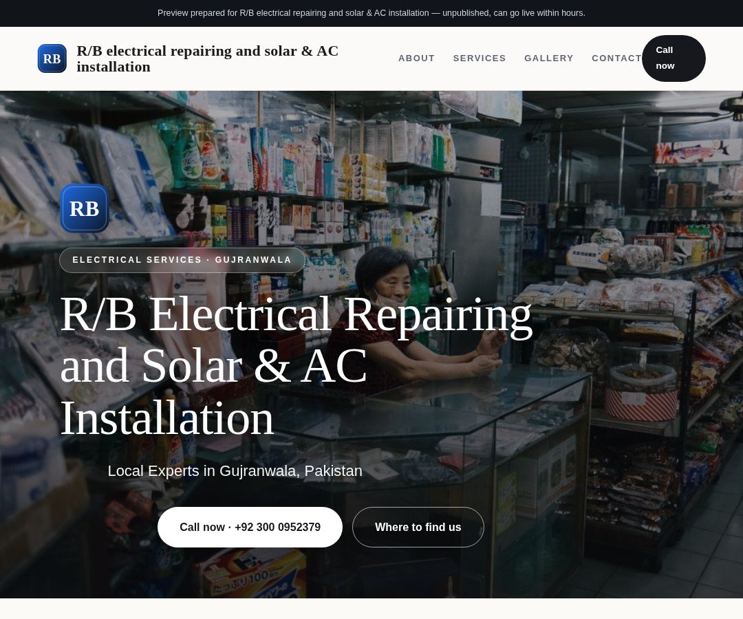 R/B electrical repairing and solar & AC installation