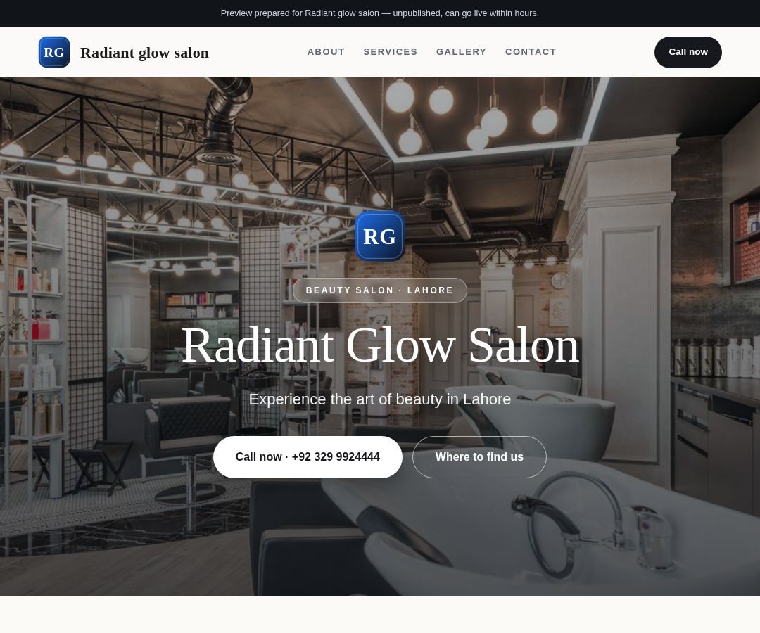 Radiant glow salon