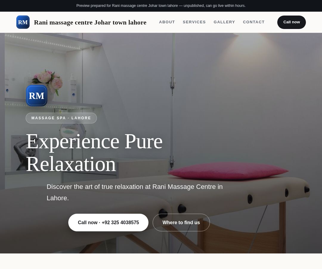 Rani massage centre Johar town lahore