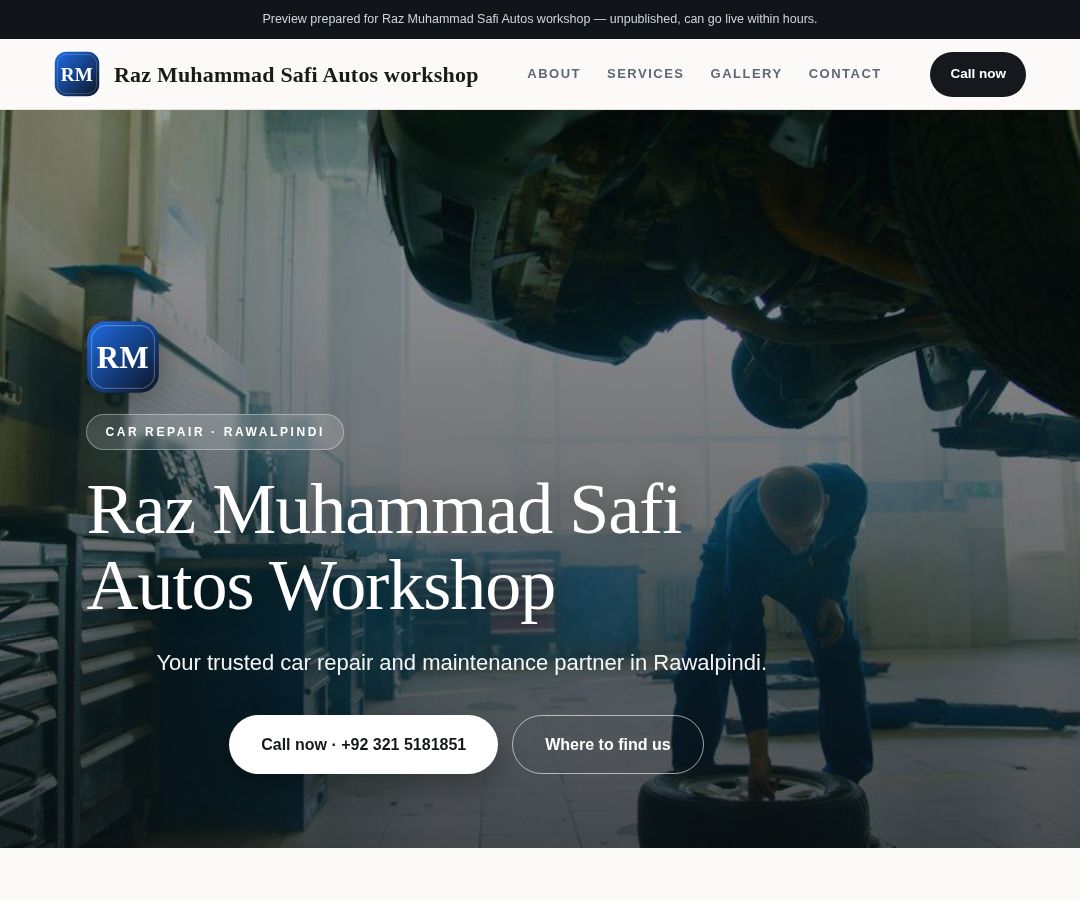 Raz Muhammad Safi Autos workshop