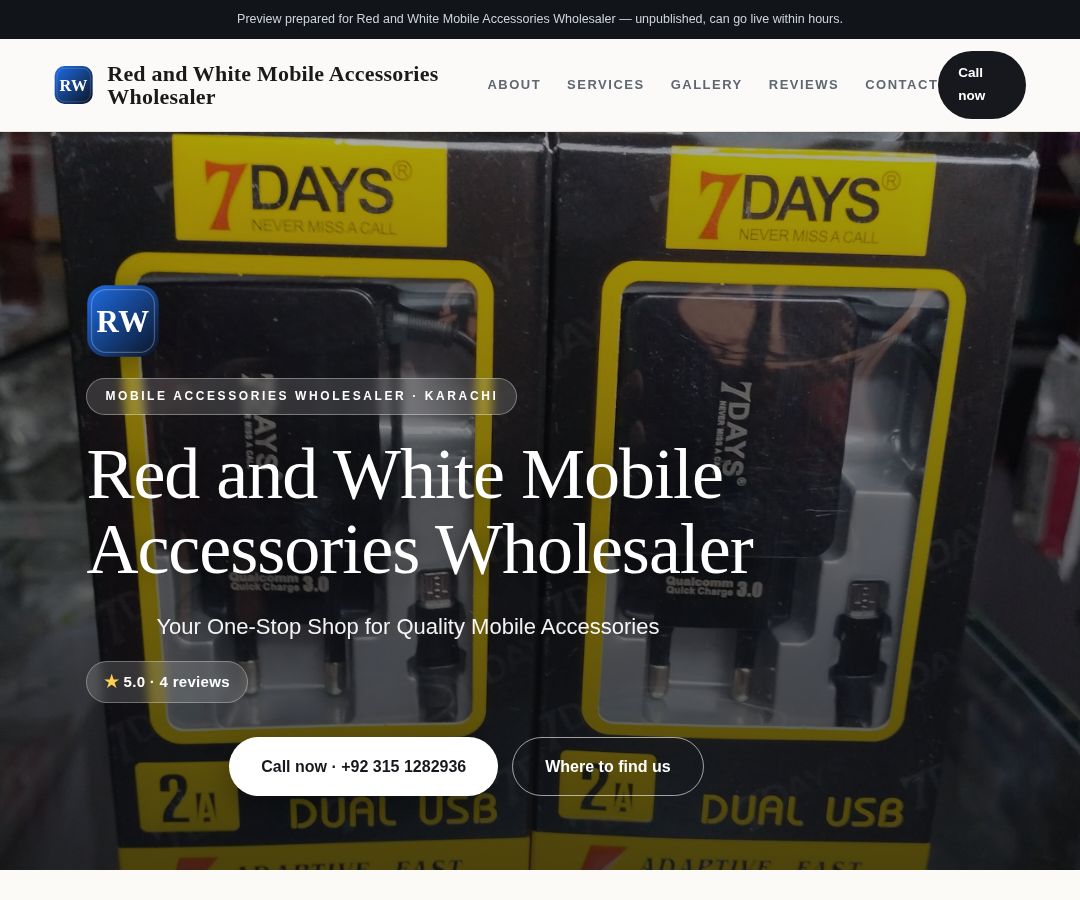 Red and White Mobile Accessories Wholesaler