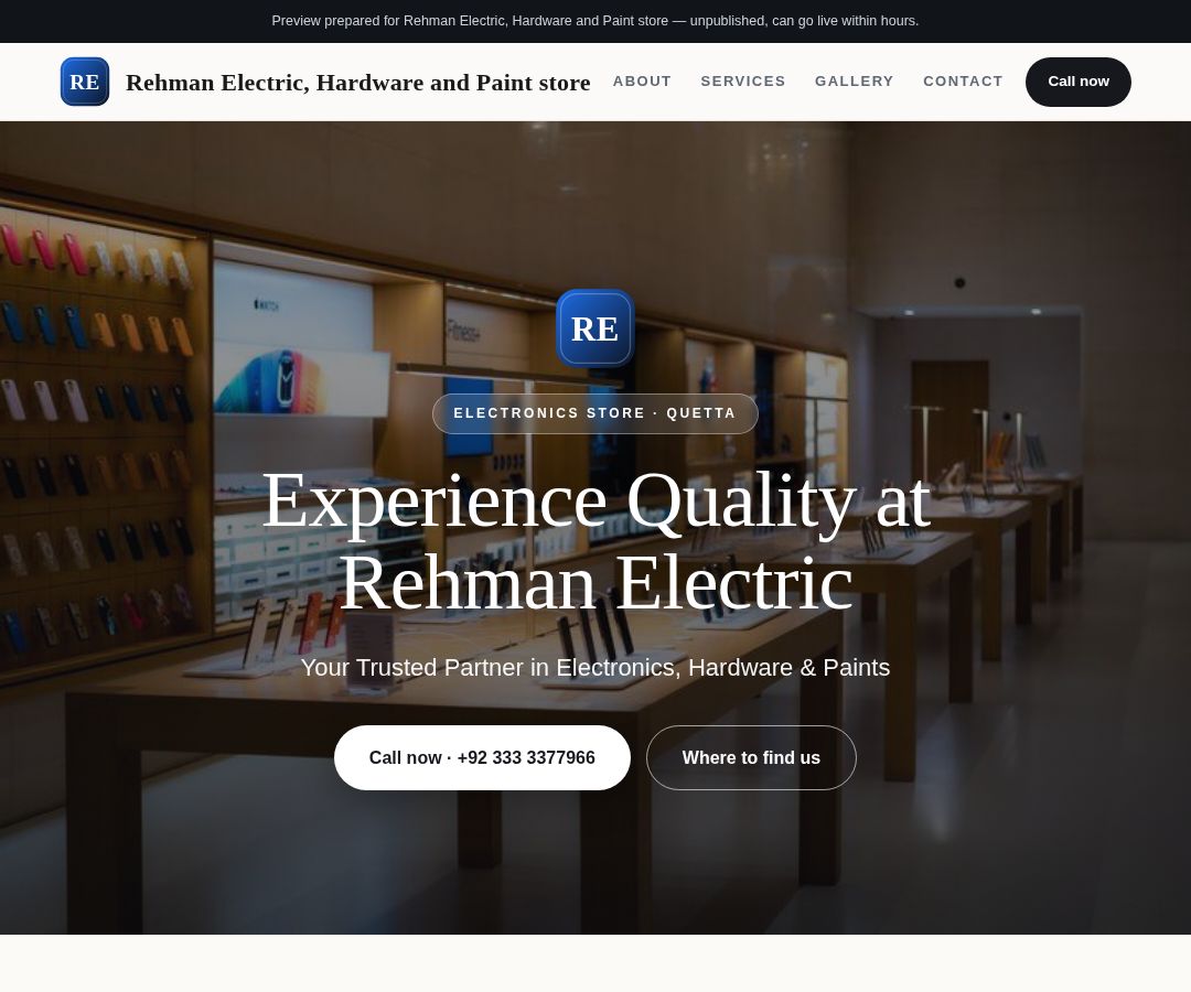Rehman Electric, Hardware and Paint store