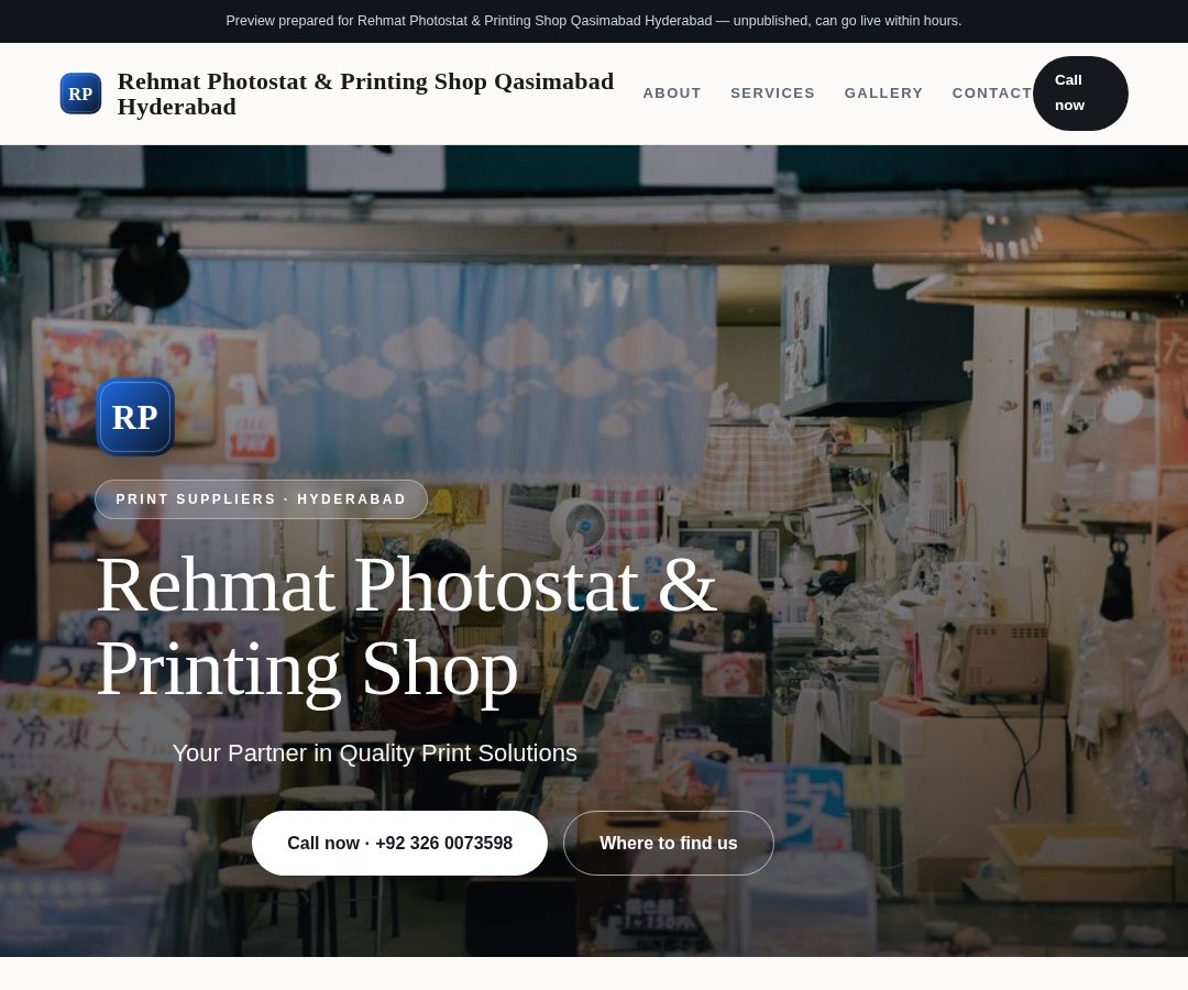 Rehmat Photostat & Printing Shop Qasimabad Hyderabad