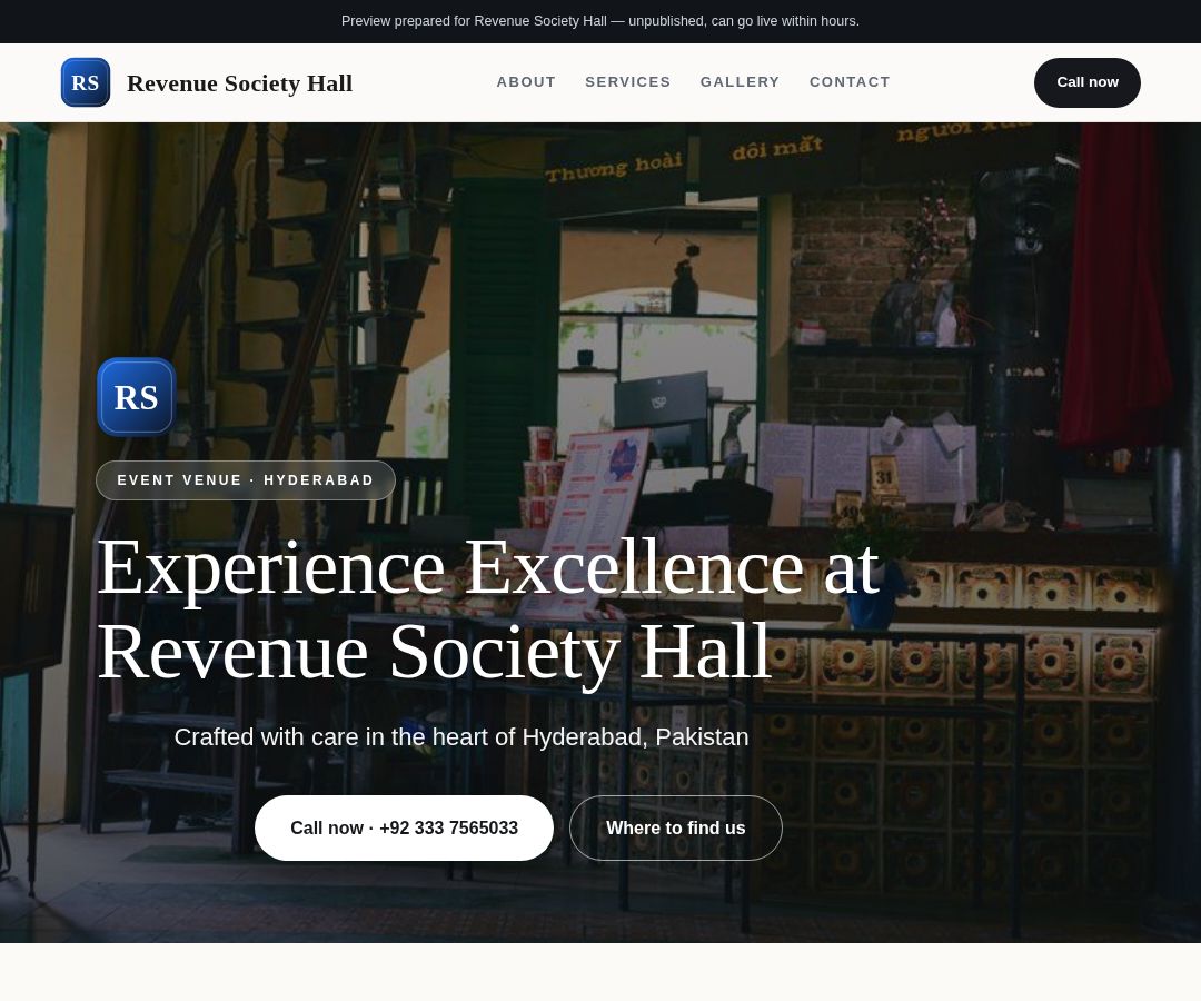 Revenue Society Hall