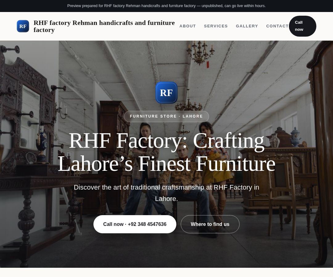 RHF factory Rehman handicrafts and furniture factory