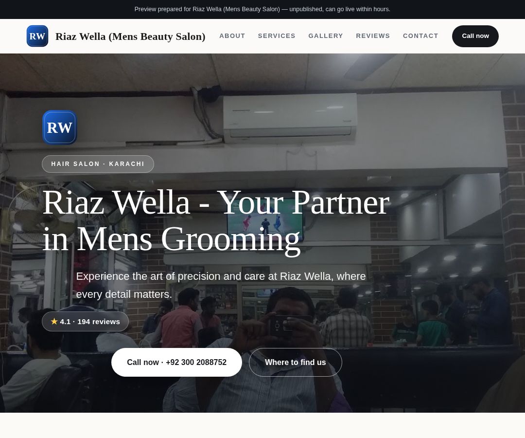 Riaz Wella (Mens Beauty Salon)