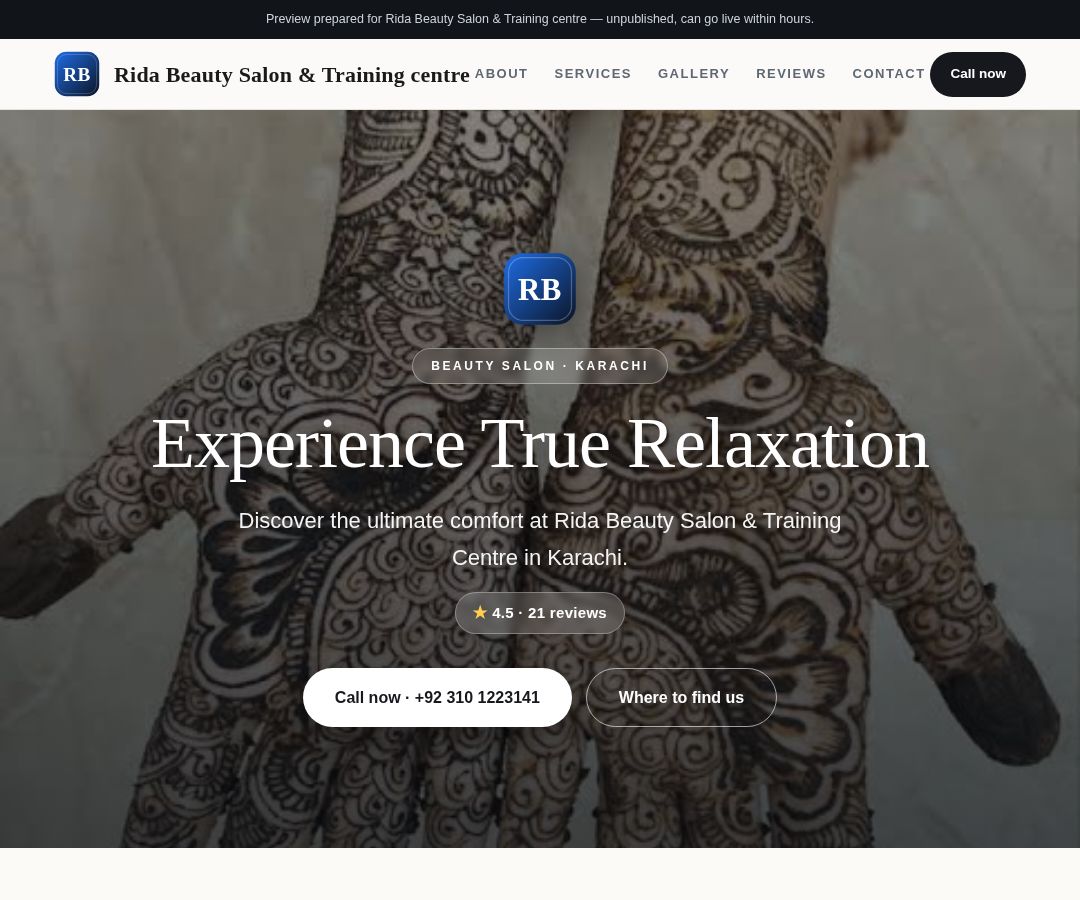 Rida Beauty Salon & Training centre