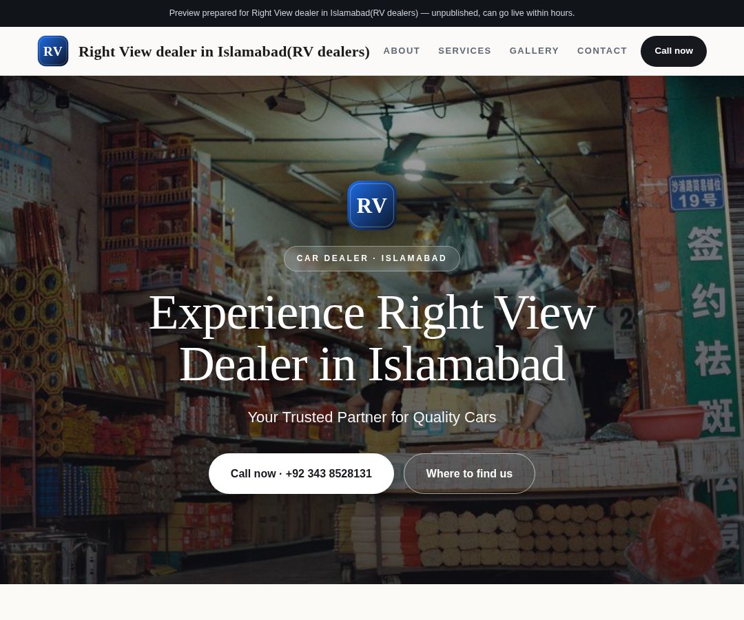 Right View dealer in Islamabad(RV dealers)