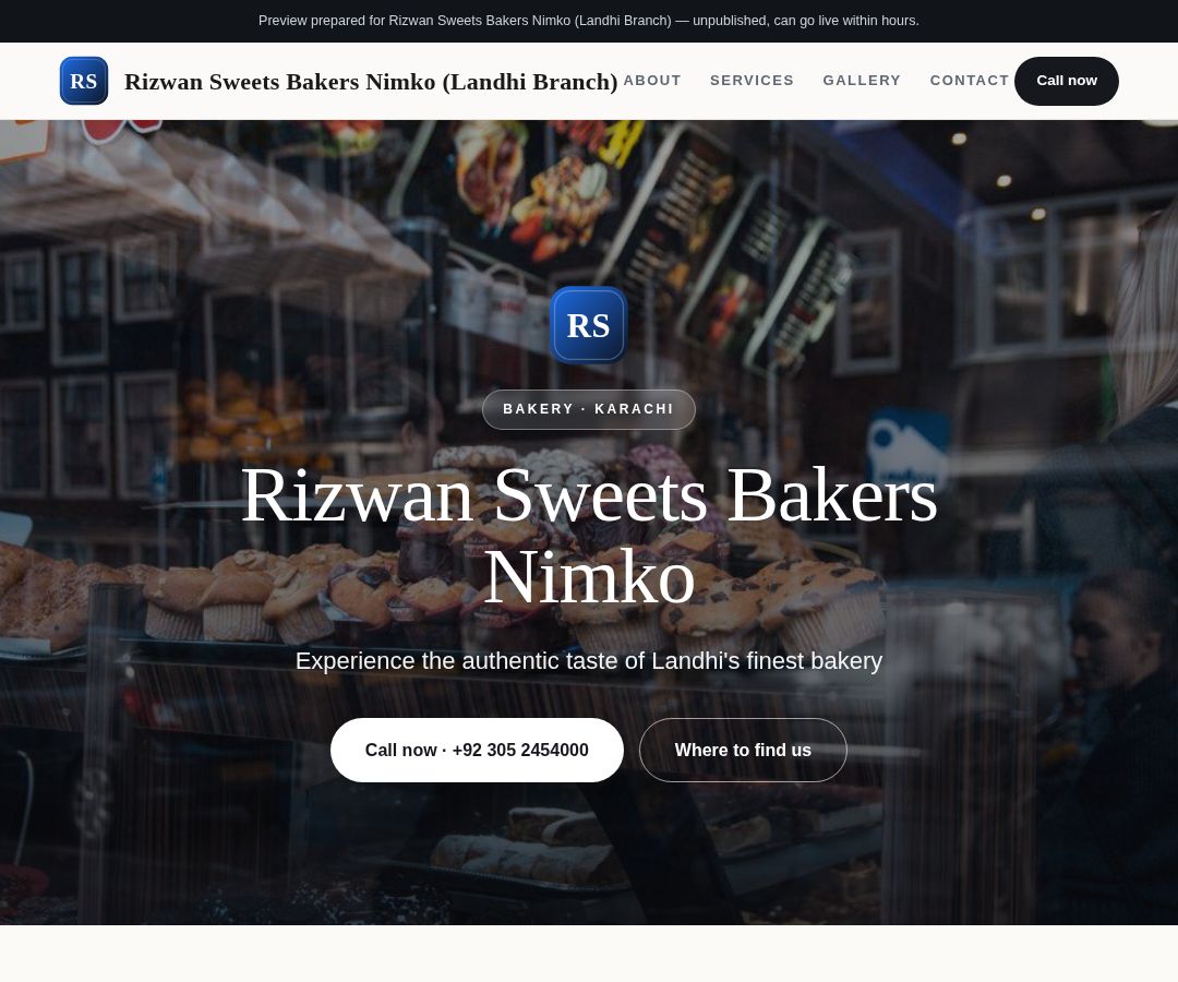 Rizwan Sweets Bakers Nimko (Landhi Branch)
