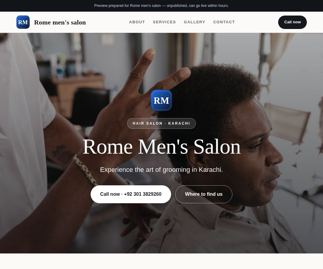 Rome men's salon