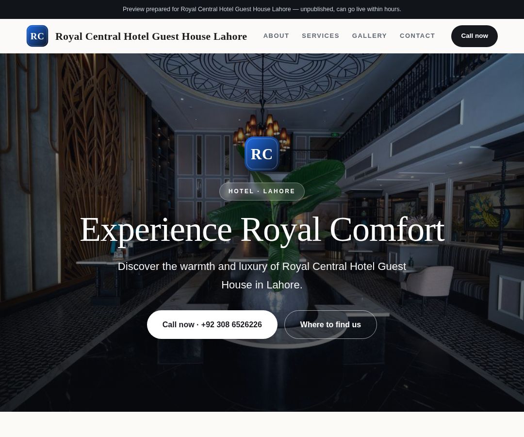 Royal Central Hotel Guest House Lahore