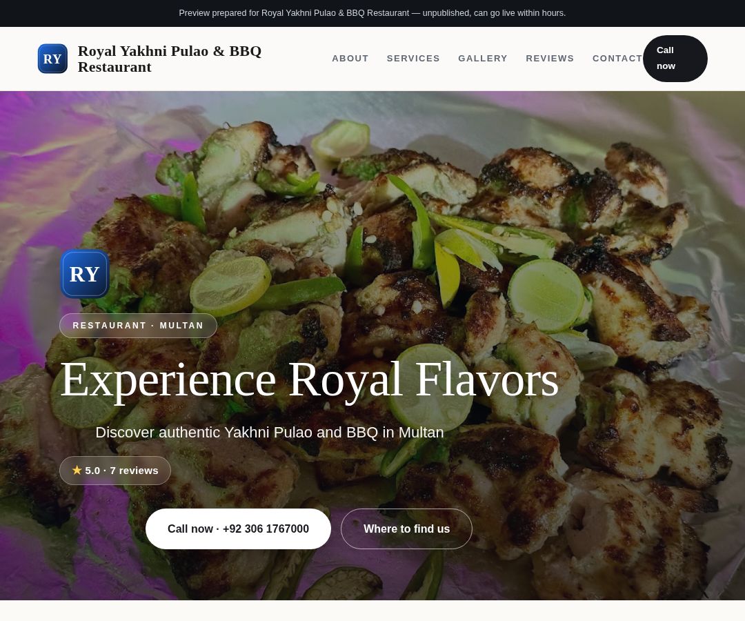 Royal Yakhni Pulao & BBQ Restaurant