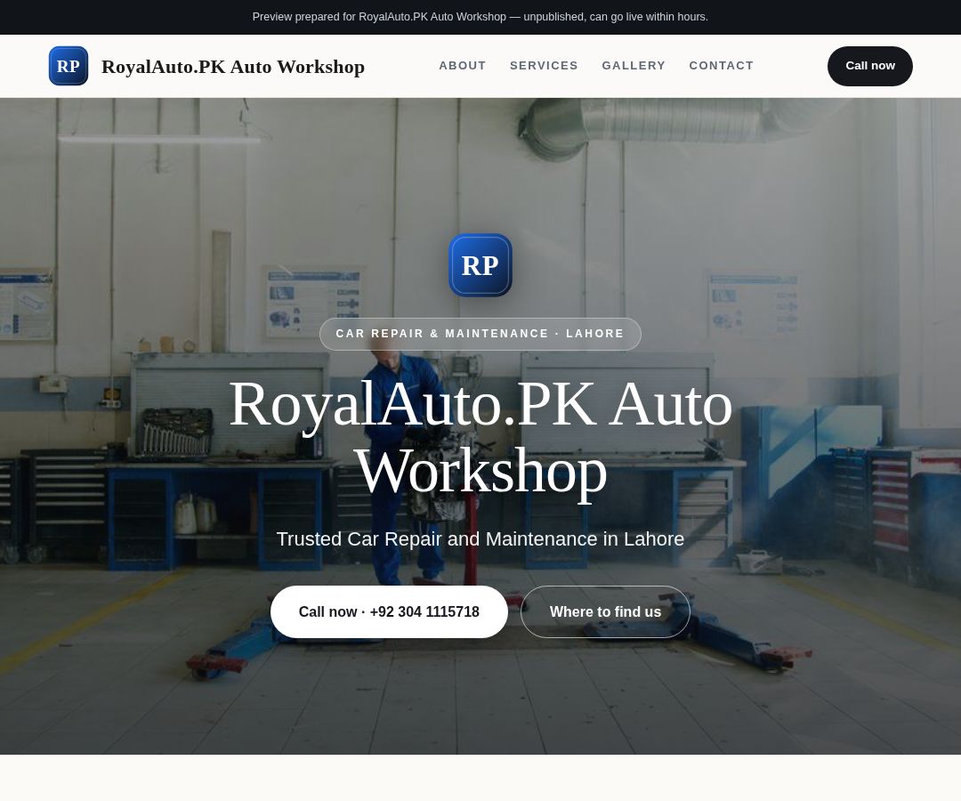RoyalAuto.PK Auto Workshop