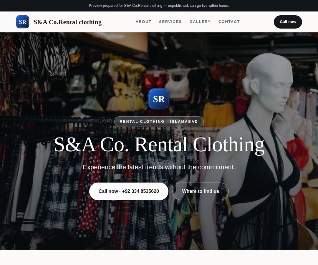S&A Co.Rental clothing